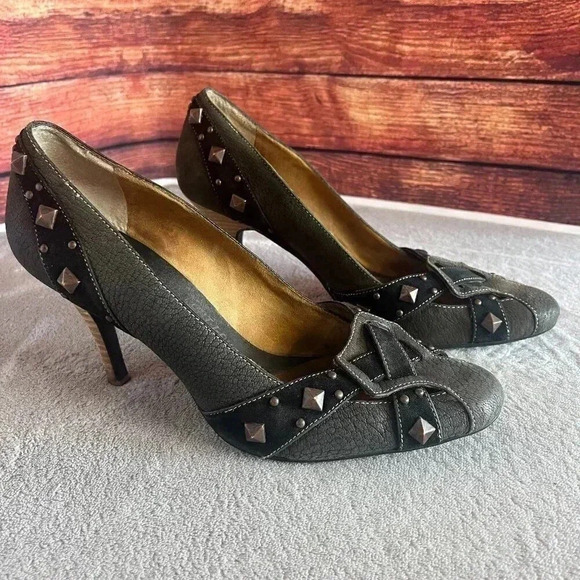 Donald J. Pliner Shoes - Donald J. Pliner Sport-I-Que Beatrice Muted Black Studded High Heel Pump Shoes